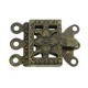 Metal Box clasp ± 20x10mm 3-strands Antique bronze